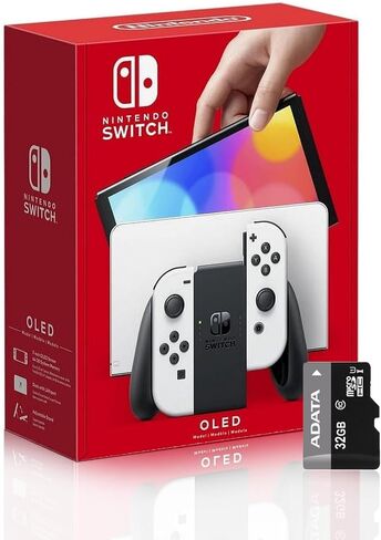 Nintendo Switch (OLED model) with White Joy-Con and Extra 32GB Micro SD Card - Global Version in Saudi Arabia