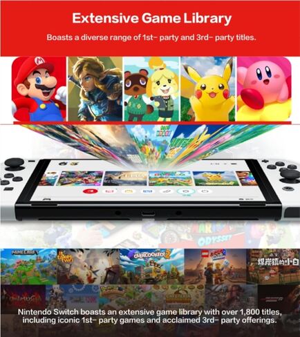 Nintendo Switch (OLED model) with White Joy-Con and Extra 32GB Micro SD Card - Global Version in Saudi Arabia