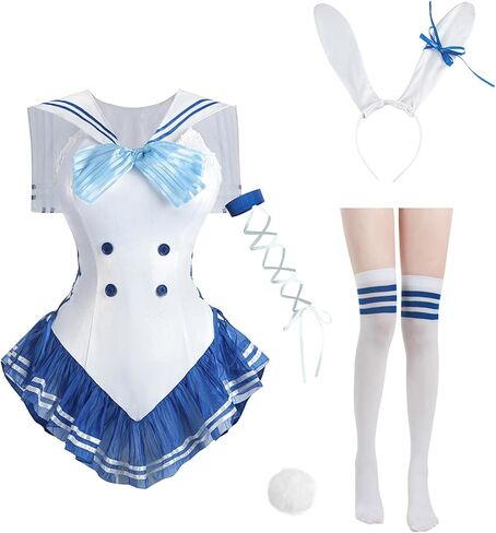 Women Bunny Cosplay Costume, Adorable Bunny Girl Senpai Outfit Mai San Sakurajima Bunny Ear One Piece Bodysuit in Kuwait