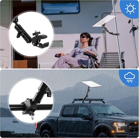 حامل Starlink الصغير، ذراع طويل مزدوج من الألومنيوم، ملحقات تثبيت بمشبك عمود صغير من Starlink، دعامة مشبك قابلة للتعديل لـ RV/القطب/رف السقف/اليخت، متوافق مع محول الأنابيب الأصلي 2024 (أسود) in Saudi Arabia