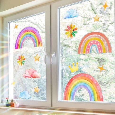 6 Sheets Colorful Pencil Crayon Window Stickers Educational Decals for Glass Back to School Window Clings for Classroom Study Room Kid's Room Decorations (Colorful Pencil) in Kuwait