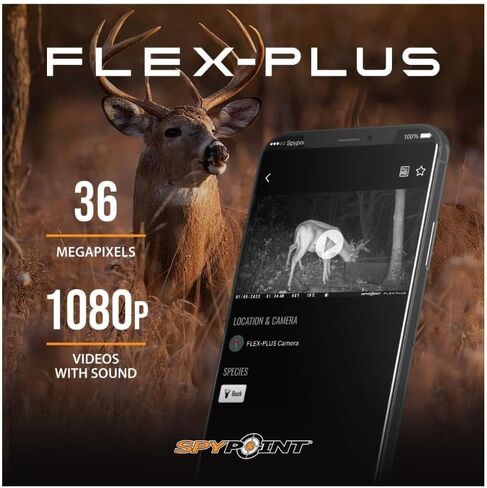 كاميرا Spypoint Flex-Plus الخلوية، صور 36 ميجابكسل، مقاطع فيديو 1080 بيكسل، ثنائي شريحة الاتصال LTE GPS، حزمة بطارية ممتدة مع MicroSD 32 جيجابايت وقارئ بطاقات (3 عناصر) in Saudi Arabia
