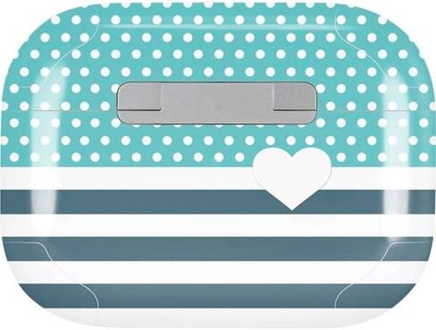 Skinit Decal Audio Skin Compatible with Apple AirPods Pro (2rd Gen, 2022) - Skinit Originally Designed Polka Dots and Stripes Heart in Blue Design in Saudi Arabia