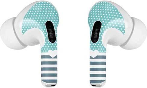 Skinit Decal Audio Skin Compatible with Apple AirPods Pro (2rd Gen, 2022) - Skinit Originally Designed Polka Dots and Stripes Heart in Blue Design in Saudi Arabia