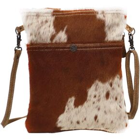 Brown and White Genuine Hair-On Cowhide and Leather Backpack in Saudi Arabia