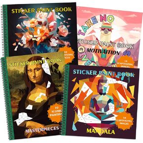 Bulbacraft 4pcs كتب الطلاء ملصقات للفتيات - كتب الملصقات حسب الرقم مع حوريات البحر والأميرات والحيوانات والحيوانات - نشاط التلوين للأطفال in Kuwait