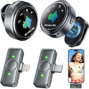 Mini Microphone for iPhone: Wireless Lavalier Microphone for Android - Noise Canceling Magnetic Clip Lapel Mic - Vlogging Recording & Pro Video for Content Creators in Saudi Arabia