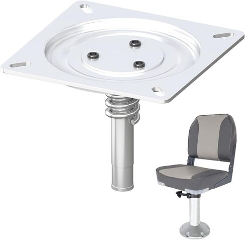 قاعدة تثبيت مقعد القارب | قاعدة مقعد القارب البحري شديدة التحمل مع زنبرك ملحوم ثابت لمقبس عمود 3/4 بوصة، مقعد القارب دوار متوافق مع الباس، وصيد الأسماك، والبونتون، وجون، وقارب الرحلات البحرية in Kuwait