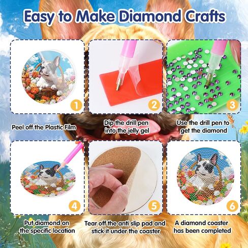 Sitsink Black Cat Diamond Art Coasters - 8 Pcs DIY Black Cat with Plant Diamond Painting Coasters Kits with Holder for Adults Beginners Good Luck Gift Crafts Supplies in Saudi Arabia