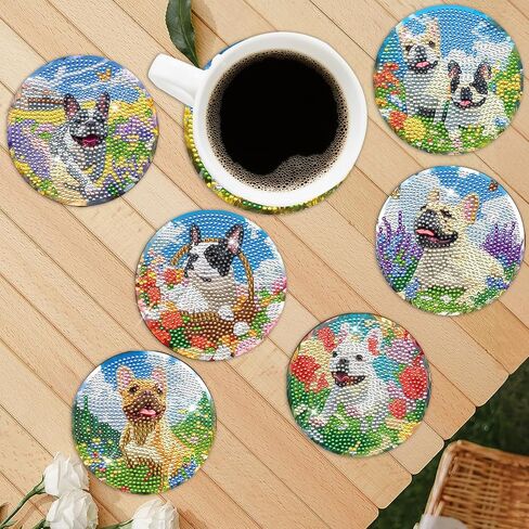 Sitsink Black Cat Diamond Art Coasters - 8 Pcs DIY Black Cat with Plant Diamond Painting Coasters Kits with Holder for Adults Beginners Good Luck Gift Crafts Supplies in Saudi Arabia