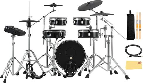 Roland VAD716-GC V-Drums Acoustic Design Electronic Drum Set - Gloss Cherry Bundle with Audio Cable, Drumsticks, Drumstick Bag, and Austin Bazaar Polishing Cloth in Saudi Arabia