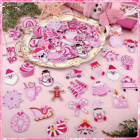 Zeyune 72 Pcs Christmas Iron on Patches Retro Western Xmas Iron on Hat Patches Embroidery Santa Claus Snowman Gingerbread Cowboy Boot Cactus Sew on Applique for Truck Hat Clothes Socks Jeans Backpacks in Saudi Arabia