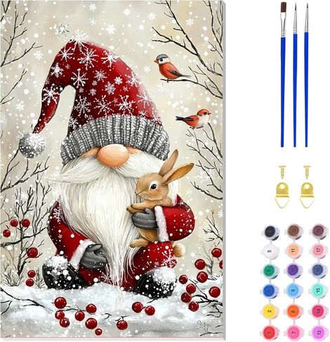 Zendiyo Christmas Paint by Numbers مجموعات للمبتدئين الكبار مع قماش مؤطر خشبي ، Candy House سهلة الطلاء الكبار من أدوات الأرقام ، DIY Acrylic Color Paint in Kuwait