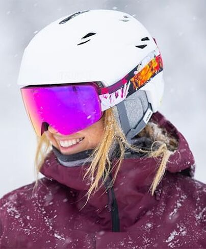 Giro Contour RS Ski Goggles - Snowboard Goggles for Men & Women - White Craze Strap with Vivid Pink/Vivid Infrared Lenses in Saudi Arabia