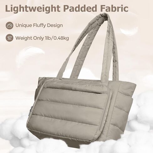 Yarwo Puffy Teacher Tote Bag for Women, Lightweight Work Bag with Accordion File Organizer Pocket and 15.6 in Laptop Sleeve in Saudi Arabia