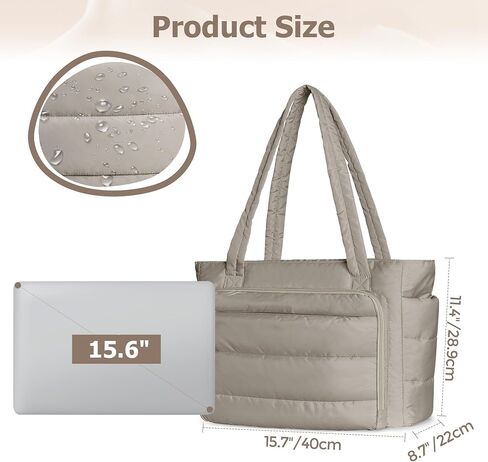 Yarwo Puffy Teacher Tote Bag for Women, Lightweight Work Bag with Accordion File Organizer Pocket and 15.6 in Laptop Sleeve in Saudi Arabia