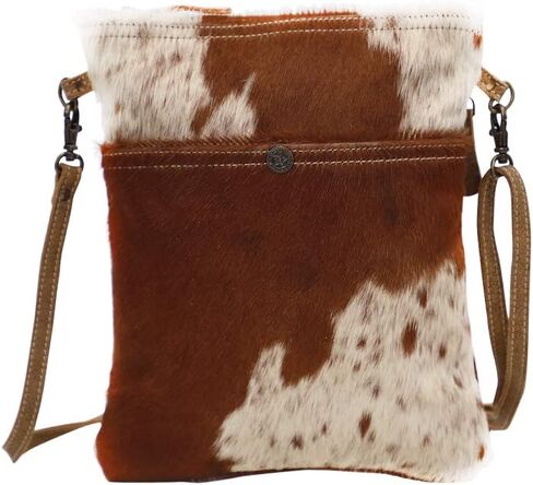 Brown and White Genuine Hair-On Cowhide and Leather Backpack in Saudi Arabia