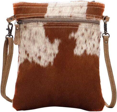 Brown and White Genuine Hair-On Cowhide and Leather Backpack in Saudi Arabia