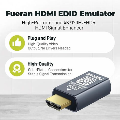 4K 120Hz HDMI 2.1 Dummy Plug – High-Resolution Virtual Display Emulator for PC, VR Headsets & Cryptocurrency Mining EDID Headless Ghost Display Adapter (2.1-4K/120Hz-HDR/12bits-1P-hui) in Saudi Arabia