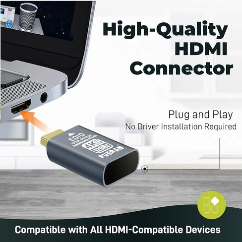 4K 120Hz HDMI 2.1 Dummy Plug – High-Resolution Virtual Display Emulator for PC, VR Headsets & Cryptocurrency Mining EDID Headless Ghost Display Adapter (2.1-4K/120Hz-HDR/12bits-1P-hui) in Saudi Arabia