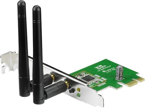 محول الشبكة اللاسلكي ASUS(PCE-N15) ذو الأداء الأقصى (إرسال بسرعة 300 ميجا بت في الثانية / استقبال بسرعة 300 ميجا بت في الثانية) مع واجهة PCI-E، يتضمن دعامة كاملة الارتفاع ومنخفضة المستوى، ودعم زر WPS in Saudi Arabia