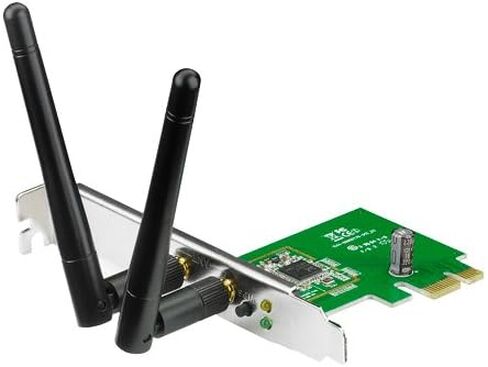 محول الشبكة اللاسلكي ASUS(PCE-N15) ذو الأداء الأقصى (إرسال بسرعة 300 ميجا بت في الثانية / استقبال بسرعة 300 ميجا بت في الثانية) مع واجهة PCI-E، يتضمن دعامة كاملة الارتفاع ومنخفضة المستوى، ودعم زر WPS in Saudi Arabia