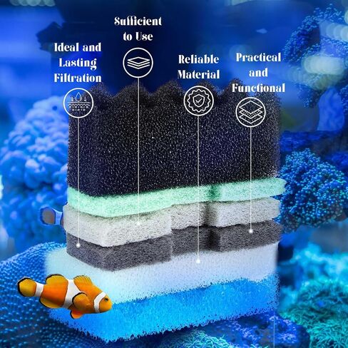 52 Pcs 406/407 Replacement Filter Media Kit Compatible with Aquarium Filters Include 12 Biological Foams Ammonia Remover Phosphate Pads Nitrite Remover, Towel and Grease in Saudi Arabia