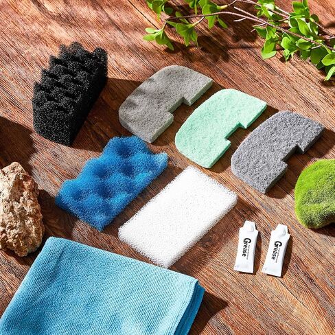 52 Pcs 406/407 Replacement Filter Media Kit Compatible with Aquarium Filters Include 12 Biological Foams Ammonia Remover Phosphate Pads Nitrite Remover, Towel and Grease in Saudi Arabia