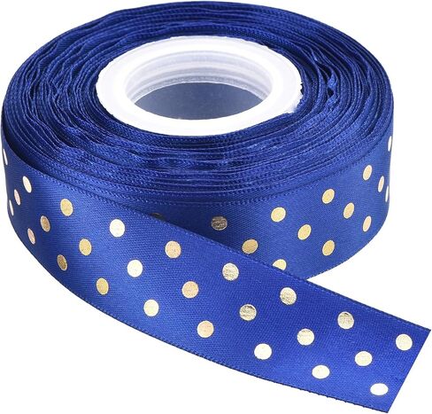 MECCANIXITY Grosgrain Ribbons 25 Yards 1 Inch Deep Purple with Gold Dots Ribbon Bow Decoration for Crafts Gift Wrapping Wedding DIY Handmade in Saudi Arabia
