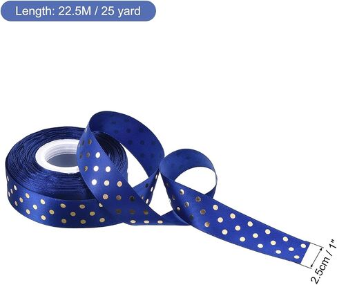 MECCANIXITY Grosgrain Ribbons 25 Yards 1 Inch Deep Purple with Gold Dots Ribbon Bow Decoration for Crafts Gift Wrapping Wedding DIY Handmade in Saudi Arabia