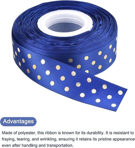 MECCANIXITY Grosgrain Ribbons 25 Yards 1 Inch Deep Purple with Gold Dots Ribbon Bow Decoration for Crafts Gift Wrapping Wedding DIY Handmade in Saudi Arabia
