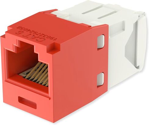 CJ688TGRD Pack of 5 Category 6 TX6 Plus Mini-Com UTP Jack Modules, Red, TG Style, Toolless, RJ45 Ethernet High Performance Network Module, T568A/T568B Wiring in Kuwait