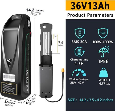48V20AH Lithium Ebike Battery, w/ 40A BMS, for Electric Bicycles & E-Motorcycles(100W-1500W), Includes 2A Charger XT60 Connecting Wire and Base (48V20AH) in Kuwait