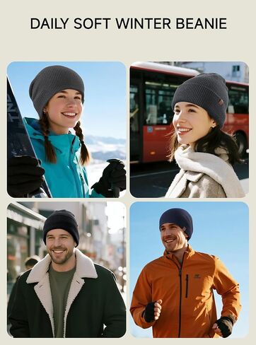 TRENDOUX Winter Hat for Men Women: Warm Thick Stocking Cap Merino Wool Knit Cuffed Beanie Unisex Soft Skull Cap in Kuwait