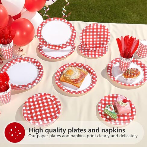 Grencian 168pcs زخارف الحفل الأسود والأحمر النقطة الحمراء على اللوحات السوداء Napkins Cups Forks Knives ملاعق أدوات مائدة الورق القابلة للتخلص من التخرج ، وتوازم حفلات حفلات الزفاف ، 24 in Saudi Arabia