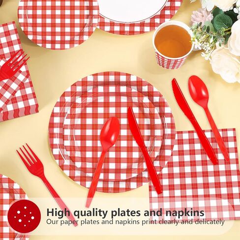 Grencian 168pcs زخارف الحفل الأسود والأحمر النقطة الحمراء على اللوحات السوداء Napkins Cups Forks Knives ملاعق أدوات مائدة الورق القابلة للتخلص من التخرج ، وتوازم حفلات حفلات الزفاف ، 24 in Saudi Arabia