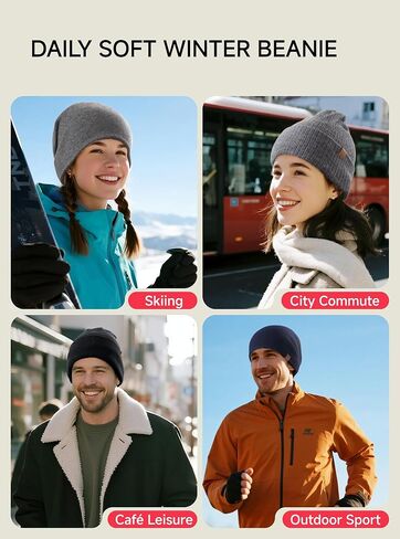 TRENDOUX Winter Merino Wool Beanie: Double-Layer Thick Warm Cuff Knit Beanie for Men Women Slouchy Ski Watch Hat Skull Cap in Kuwait