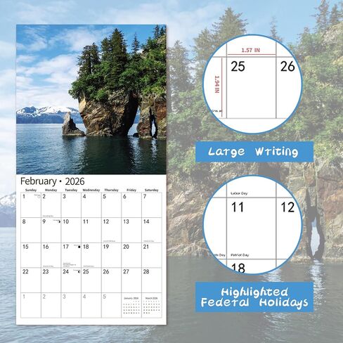 2026 Wall Calendar,Calendar 2026, July 2025 - December 2026, Wall Calendar Majestic Landscapes, 12" x 24" Opened,Full Page Months Thick & Sturdy Paper for Gift Perfect Calendar Organizing Planning in Saudi Arabia
