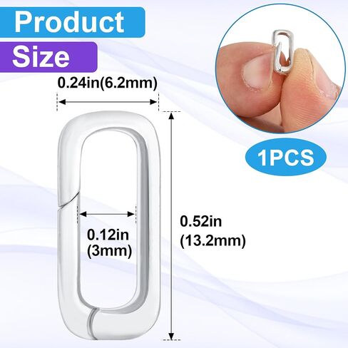 2pcs Oval Necklace Carabiner Clasps, 925 Sterling Silver Jewelry Clasps Closures, Spring Pendant Bracelet Connector Necklace Shorter Enhancer for Women DIY Crafts, Jewelry Making (7 x 12 mm) in Saudi Arabia