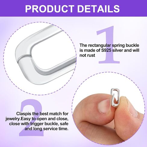 2pcs Oval Necklace Carabiner Clasps, 925 Sterling Silver Jewelry Clasps Closures, Spring Pendant Bracelet Connector Necklace Shorter Enhancer for Women DIY Crafts, Jewelry Making (7 x 12 mm) in Saudi Arabia