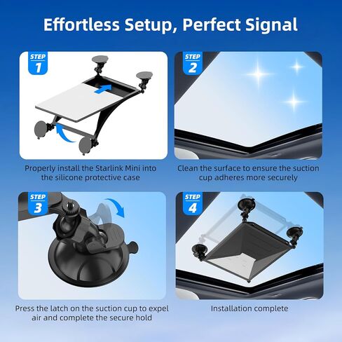 2 in 1 Starlink Mini Suction Cup Mount, Protect Silicone Starlink Mini Case Mounting Kit for Car and Backpack, 4 Strong Suction Cups Car Mount for RVs, Boats Road and Trip Sunroof (White) in Saudi Arabia