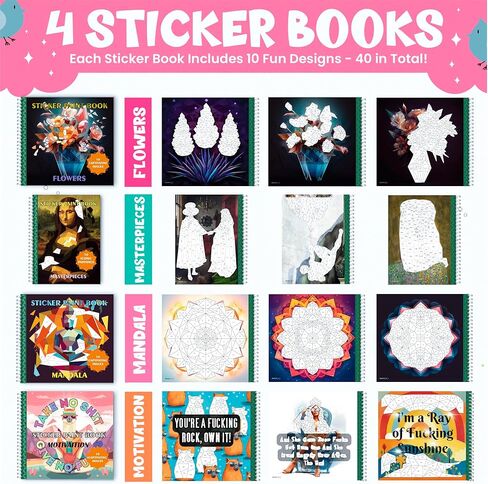 Bulbacraft 4pcs كتب الطلاء ملصقات للفتيات - كتب الملصقات حسب الرقم مع حوريات البحر والأميرات والحيوانات والحيوانات - نشاط التلوين للأطفال in Kuwait