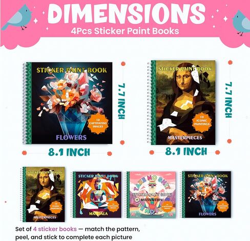 Bulbacraft 4pcs كتب الطلاء ملصقات للفتيات - كتب الملصقات حسب الرقم مع حوريات البحر والأميرات والحيوانات والحيوانات - نشاط التلوين للأطفال in Kuwait