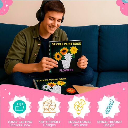 Bulbacraft 4pcs كتب الطلاء ملصقات للفتيات - كتب الملصقات حسب الرقم مع حوريات البحر والأميرات والحيوانات والحيوانات - نشاط التلوين للأطفال in Kuwait