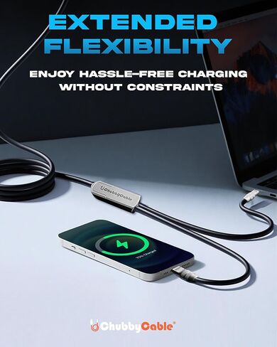 chubbycable Duo-Flex 100W & 60W 2-in-1 Fast Charging & Data Transfer Cable with Soft Silicone USB C Multi Charging Cable for iPhone 17 Series iPad Galaxy Series, Orange in Saudi Arabia