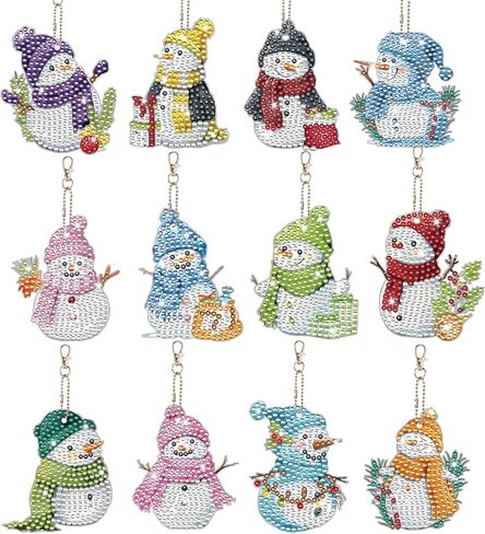 Hot Cocoa Diamond Art Keychains Kit, 16 Pcs Christmas Diamond Painting Ornament Set, Holiday Xmas Hanging Keychain Decorations for Kids and Adults, DIY Crafts Gifts Home Decor in Saudi Arabia