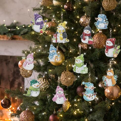 Hot Cocoa Diamond Art Keychains Kit, 16 Pcs Christmas Diamond Painting Ornament Set, Holiday Xmas Hanging Keychain Decorations for Kids and Adults, DIY Crafts Gifts Home Decor in Saudi Arabia
