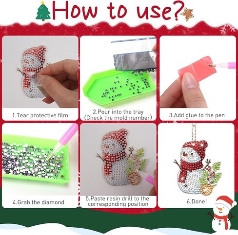 Hot Cocoa Diamond Art Keychains Kit, 16 Pcs Christmas Diamond Painting Ornament Set, Holiday Xmas Hanging Keychain Decorations for Kids and Adults, DIY Crafts Gifts Home Decor in Saudi Arabia