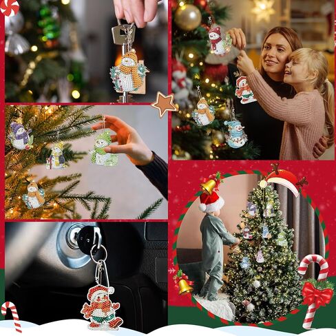 Hot Cocoa Diamond Art Keychains Kit, 16 Pcs Christmas Diamond Painting Ornament Set, Holiday Xmas Hanging Keychain Decorations for Kids and Adults, DIY Crafts Gifts Home Decor in Saudi Arabia