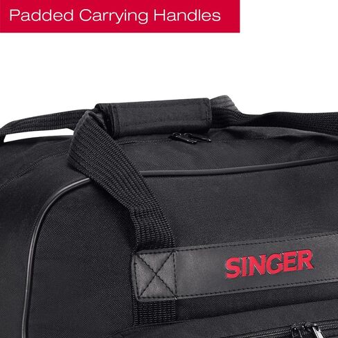 SINGER Universal Sewing Machine Tote Bag | Cream/Red Carrying Case for Portable Sewing Machines and Sergers, Dimension- 18 x 10 x 13 in, Padded Handles, Full Zip Closure, Large Storage Pocket in Saudi Arabia
